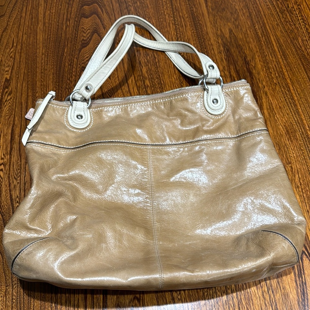 Coach poppy leather glam tote